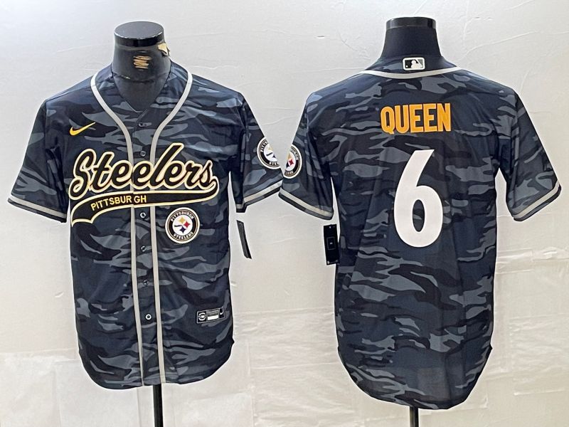 Men Pittsburgh Steelers #6 Queen Camo Joint Name 2024 Nike Limited NFL Jersey style 3->tampa bay rays->MLB Jersey